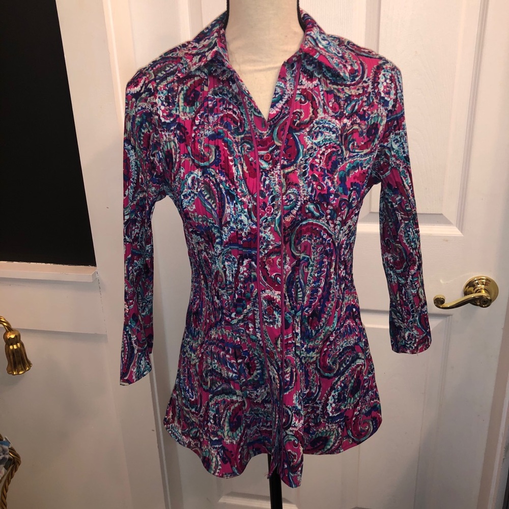 Laura Scott Medium Paisley Print Pleated Blouse